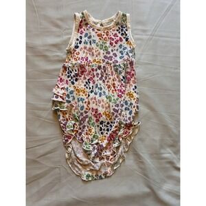 Play By Little Sleepies 12-18 Months Romper Baby Girl Ruffle Cheetah Print